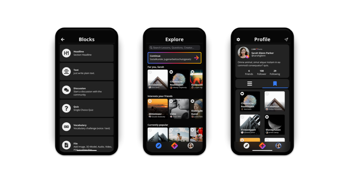 Screenshot of u1Learning Prototype